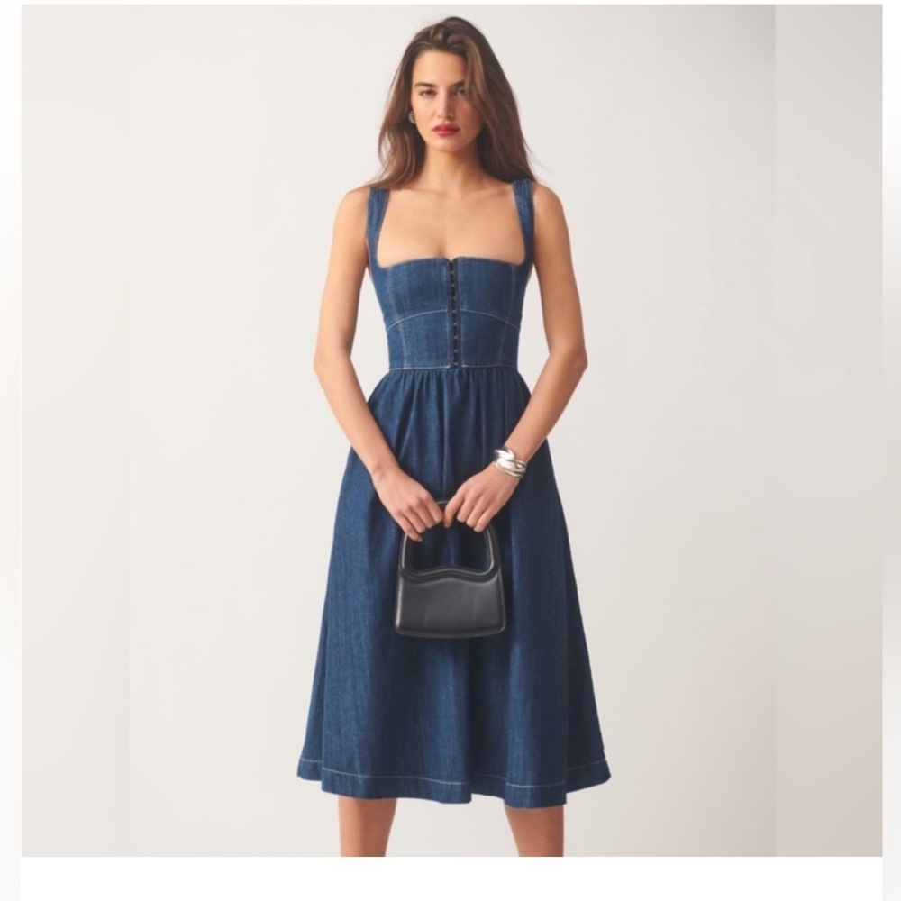 Reformation Dark Denim Midi Dress